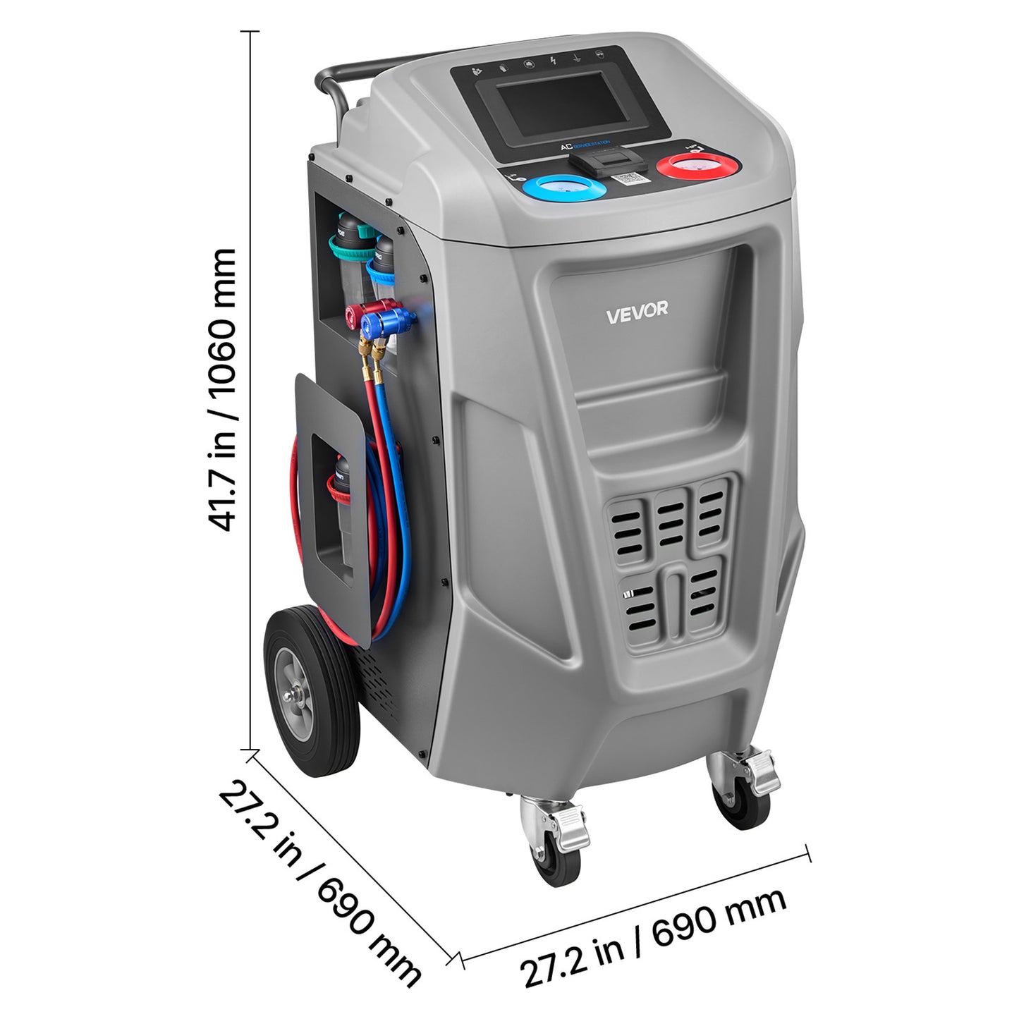 Fully Automatic Refrigerant Recovery Machine for 1234yf, ≥98.5% Accuracy, 7-Inch Touch Screen, AC Recovery, Vacuum, and Recharging Machine for Standard and High Voltage Automotive A/C Systems