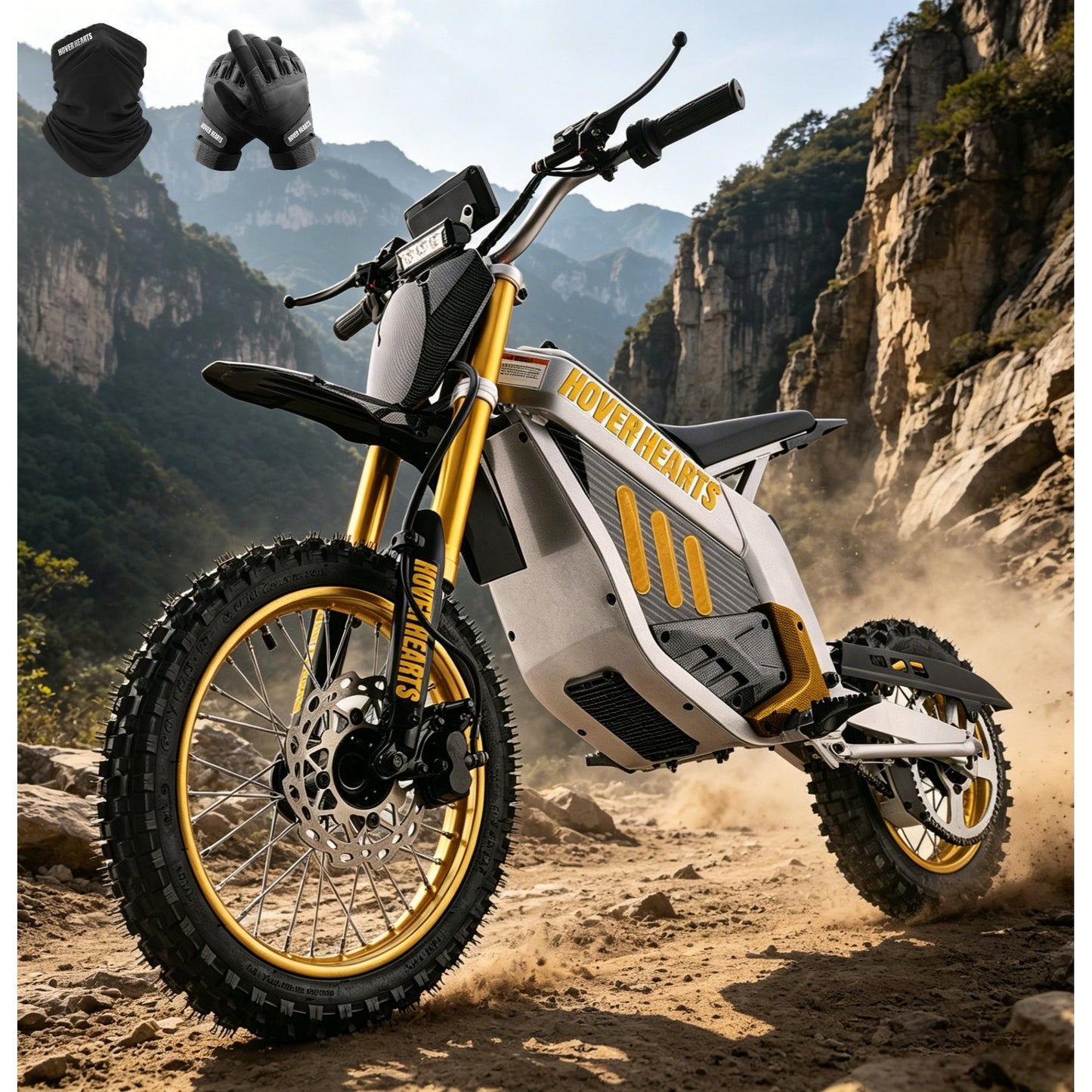 Powerful 3000W Electric Dirt Bike for Adultsand Teens, All-Terrain Off-Road Motorcycle - 8-inch alloy wheels, heavy-duty frame, LEDheadlights, 250 lbs maximum load, suitable fordrifting and off-road riding