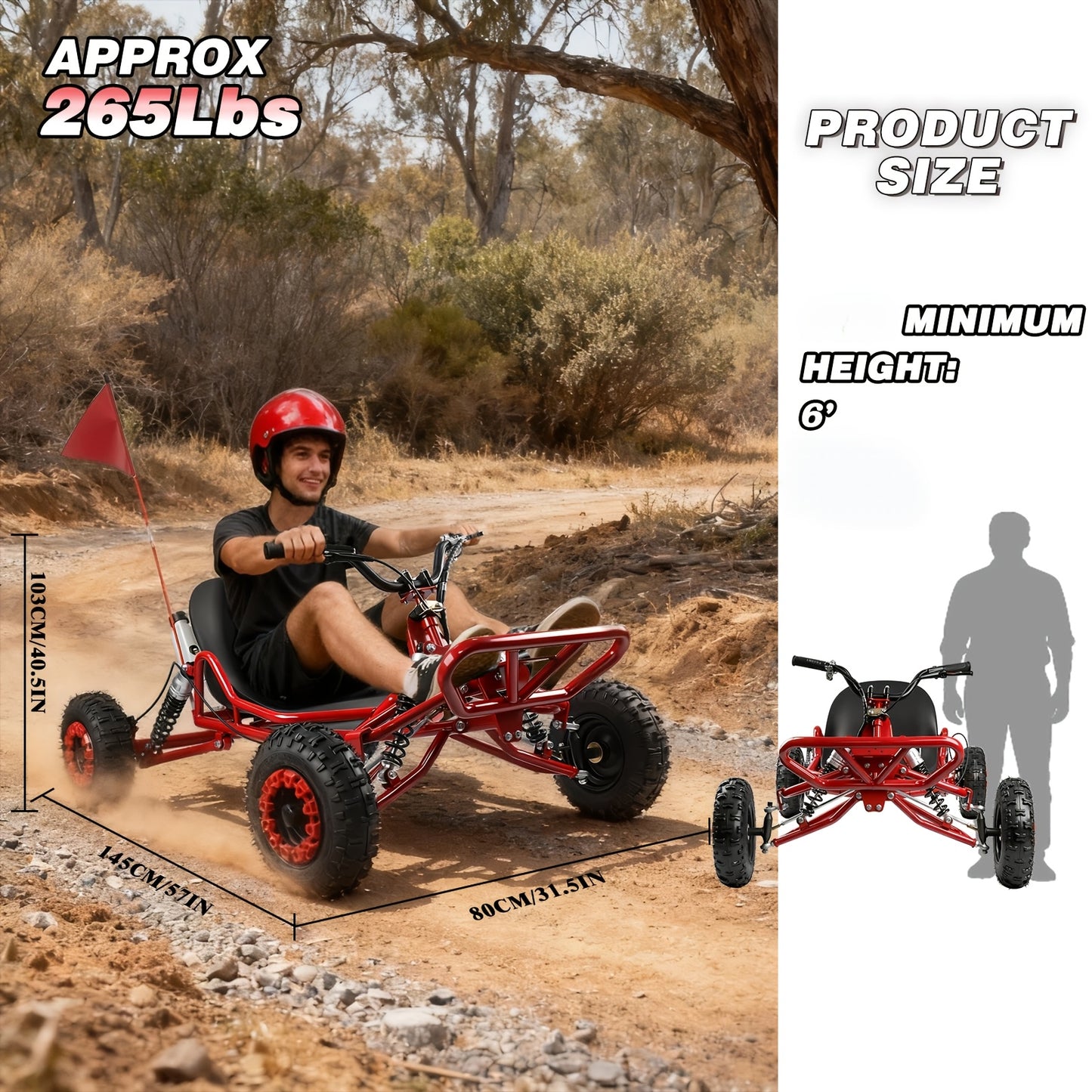 Adult Go-karts And High-speed Off-road Go-karts, 6-inch Off-road Tires, Rear Disc Brakes