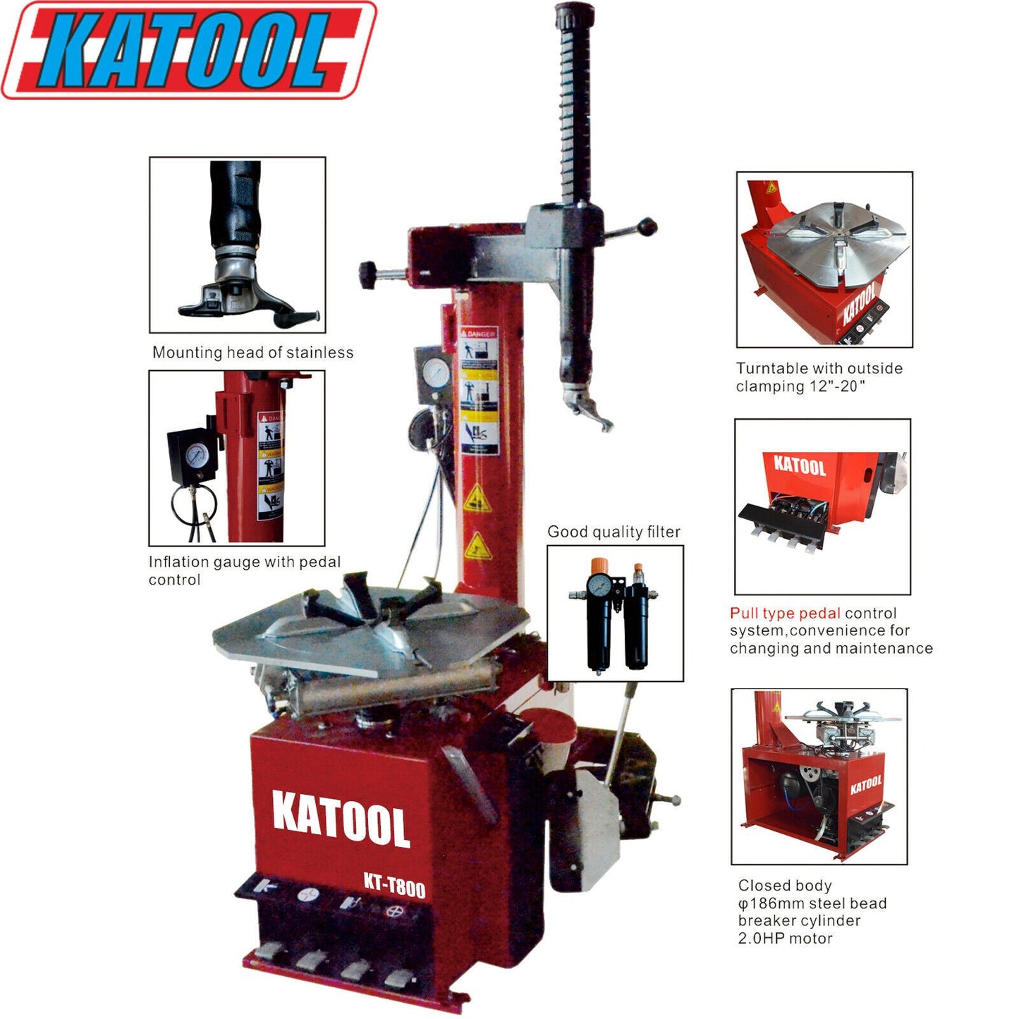 KT-T800 Yyear 2.0HP Tire Changer Machine Wheel Changers Tire Machine Tire Repair Garage equipments Tire Tools