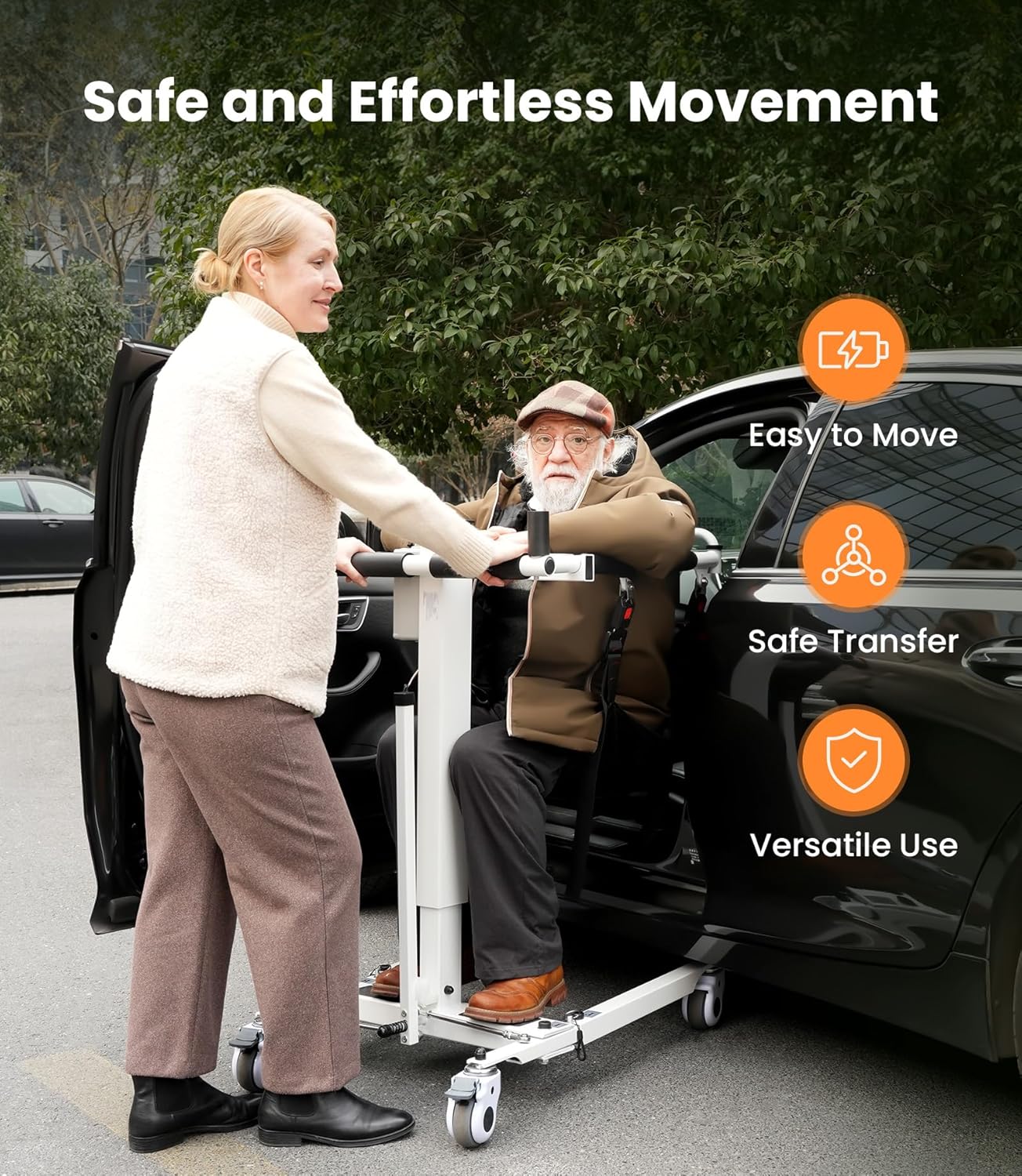 Electric Transfer Lift for Car, Portable Folding Patient Lift Transfer Chai