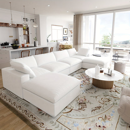 Modular Sectional Sofa with Storage Ottomans, U-Shaped Design, Minimalist Style, Deep And Wide Convertible Couches for The Living Room, with Washable And Replaceable Covers
