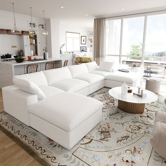 Modular Sectional Sofa with Storage Ottomans, U-Shaped Design, Minimalist Style, Deep And Wide Convertible Couches for The Living Room, with Washable And Replaceable Covers