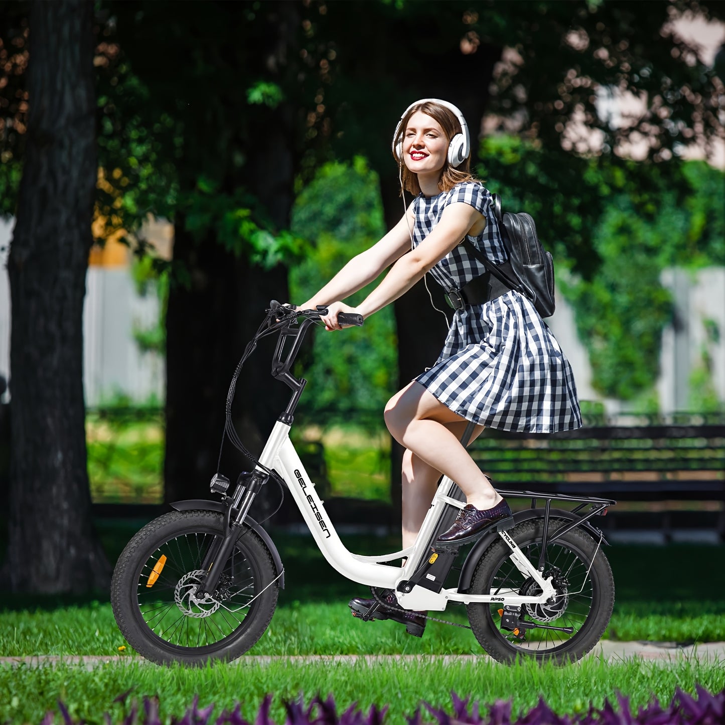 Electric Bike For Adults, RP50 Real 500W 20''×3.0 Fat Tire Electric Bicycle, 14.5Ah 48V Removable Battery Max Range 73Miles For Urban Commuter, High MPH Cargo Ebike With Front Suspension & 7 Speed Gear