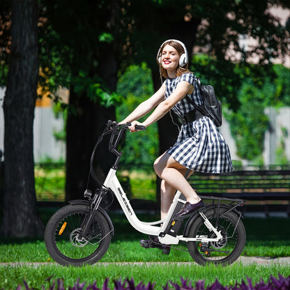 Electric Bike For Adults, RP50 Real 500W 20''×3.0 Fat Tire Electric Bicycle, 14.5Ah 48V Removable Battery Max Range 73Miles For Urban Commuter, High MPH Cargo Ebike With Front Suspension & 7 Speed Gear