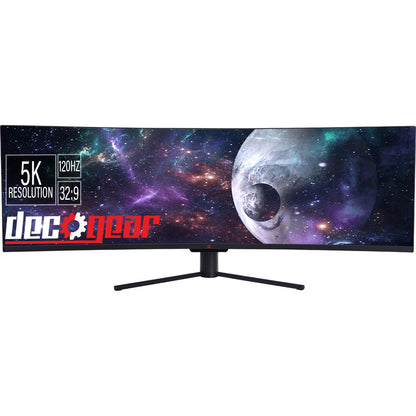 eco Gear 49″ Curved Ultrawide Dual-QHD Monitor | 5120×1440 32:9 HDR400 | 120Hz VA Panel | USB-C 65W PD, FreeSync, PBP/PIP, KVM Switch | Built-in Speakers & Ergonomic Stand - Open Box