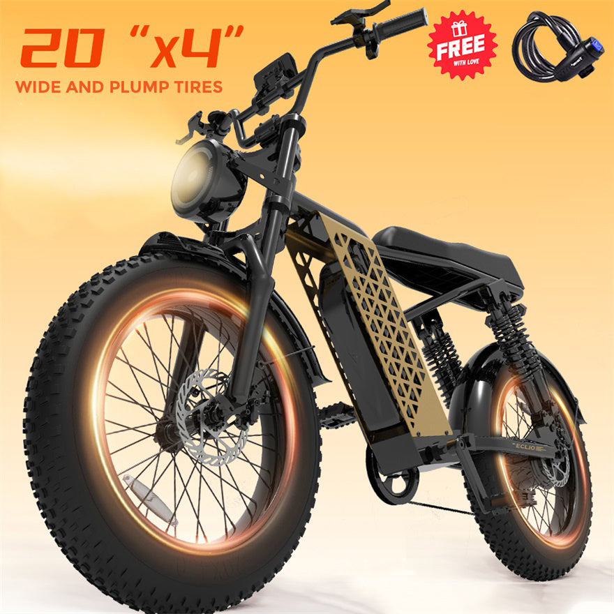 20×4'' FAT Tires & LCD Display,749W Ebike 20mph with 48V 13Ah Removable Battery，Eclio F02 Electric Bike for Adults, Front Headlight & Disc Brakes,7-Speed Dual Suspension Conquer Trails,Supports 330lbs,Ideal for Commuting & Urban Leisure Riding