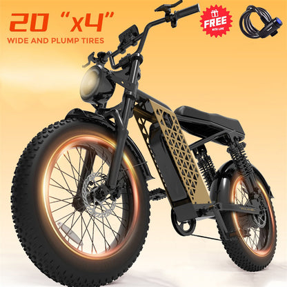 20×4'' FAT Tires & LCD Display,749W Ebike 20mph with 48V 13Ah Removable Battery，Eclio F02 Electric Bike for Adults, Front Headlight & Disc Brakes,7-Speed Dual Suspension Conquer Trails,Supports 330lbs,Ideal for Commuting & Urban Leisure Riding