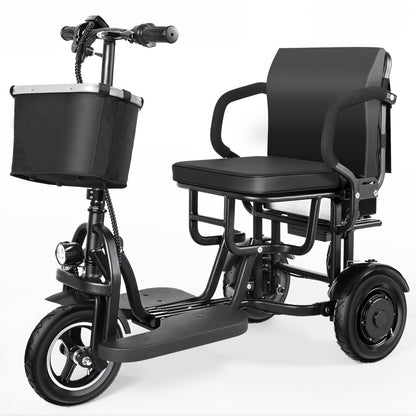 3 Wheel Electric Scooter For Seniors, 500W Dual Motor Lightweight Folding Mobility Trike, 300 Lbs Capacity, Airline Approved Removable Battery For Travel