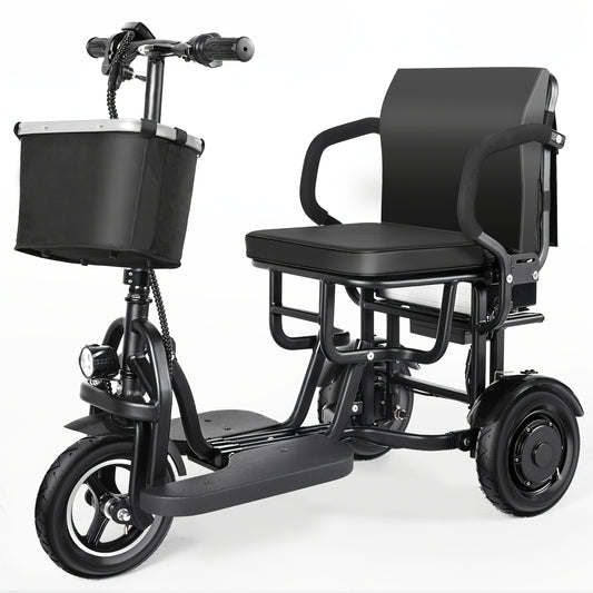 3 Wheel Electric Scooter For Seniors, 500W Dual Motor Lightweight Folding Mobility Trike, 300 Lbs Capacity, Airline Approved Removable Battery For Travel