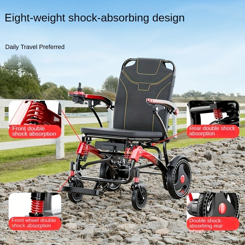 Portable Electric Wheelchair - 39-lb Ultra-Lightweight Foldable Mobility Scooter with 18-Mile Range, 4-Wheel -Absorbing Design, No Assembly Required, Airplane-Friendly Chair w/Charger & Toolkit for Travel (s & Seniors)
