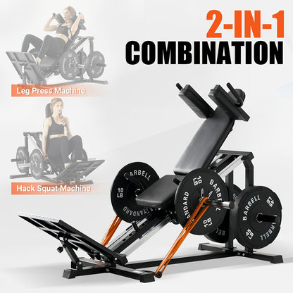 Compact Leg Sled Machine, Leg Press Machine Capacity 900lbs, Hack Squat Machine Combo, Calf Raise Home Gym
