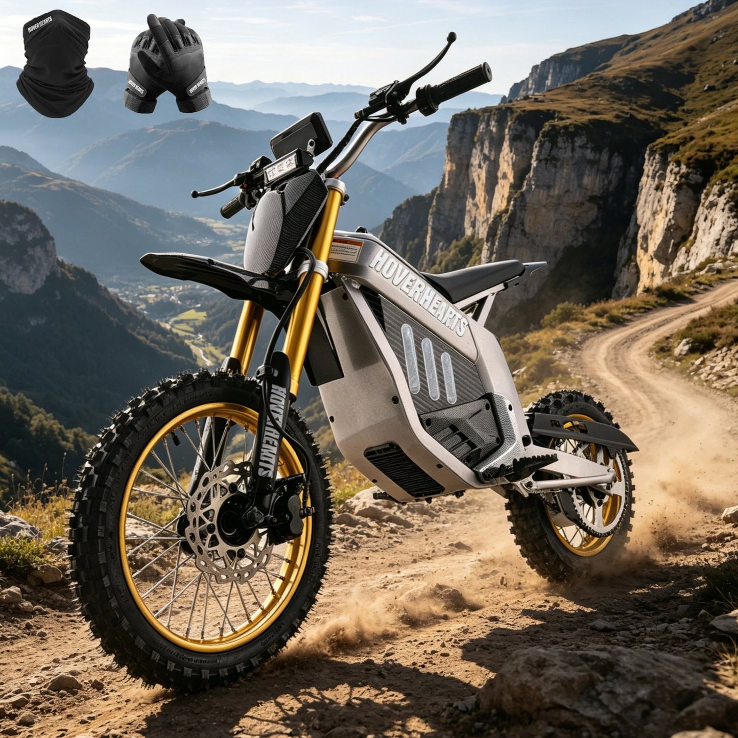 Powerful 3000W Electric Dirt Bike for Adultsand Teens, All-Terrain Off-Road Motorcycle - 8-inch alloy wheels, heavy-duty frame, LEDheadlights, 250 lbs maximum load, suitable fordrifting and off-road riding