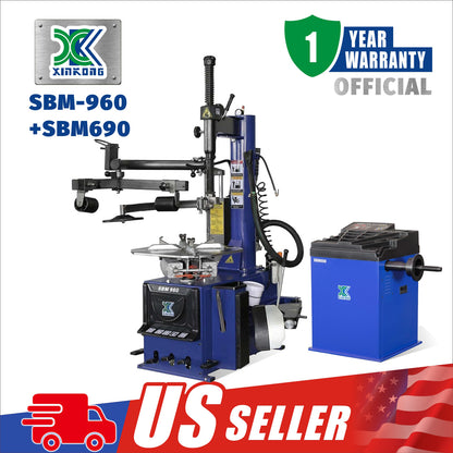 XK 2.0 Horsepower Automatic Tire Changer Tire Machine Wheel Changers Machine Rim Balancer Combo 960 690 with 36 Month Part Replacements