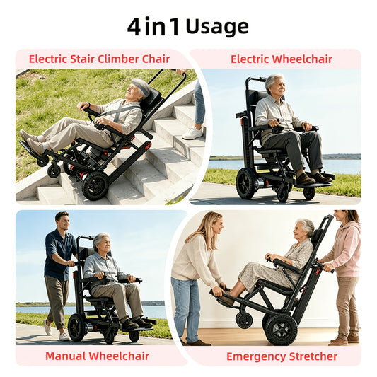 Nihhcune 15 Miles Long Endurance, Adult Intelligent Electric Wheelchair, Intelligent Controller, Stair Climber, Lightweight, One-step Folding And Unfolding, Can Be Put In The Trunk, High-power Motor, Strong Climbing Force, Anti-rollover Device