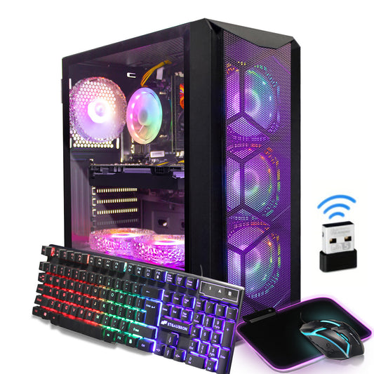 Gaming PC Computer Desktop, Core i7 8th Gen up to 4.1GHz, GeForce RTX 3050 6G, 16G DDR4, 1T SSD, WiFi 6, BT 5.2, RGB Fan x6, Windows 11 Home