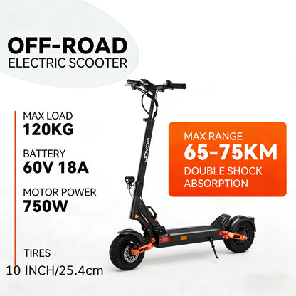 T10 Electric Scooter | 750W Powerful Motor, 10" Off Road Tires, 20MPH, 47 Miles Long Range, Dual Disc Brakes, Max Load 264lbs, Folding, Shock-resistant, Commuter E-Scooter for Men Women