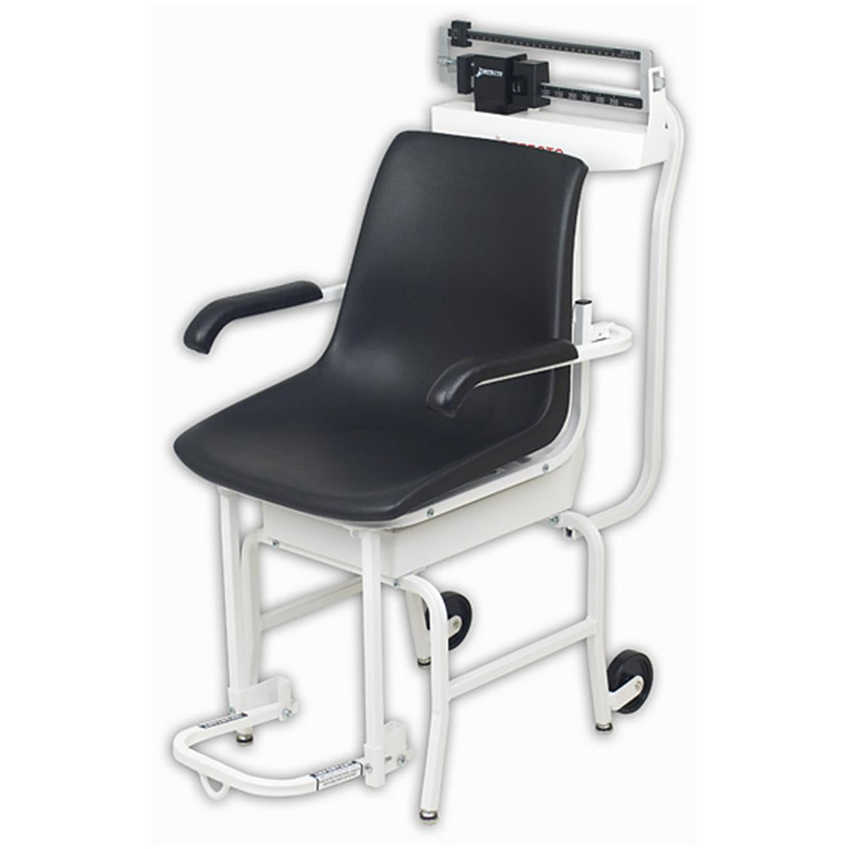 Chair Scale Mechanical 400 Lb X 4 Oz Lift-Away Arms and Foot Rests Oversized Wheels Die Cast Beam