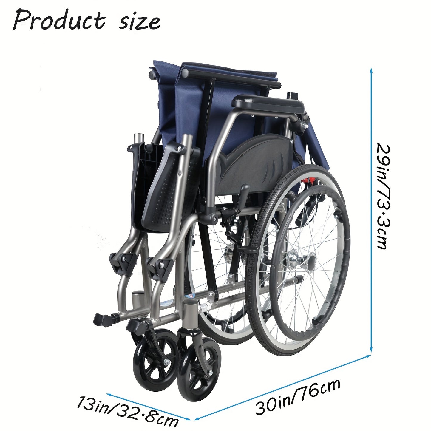 Multi-function Manual Wheelchair with Handbrake, Adult Wheelchair, Light Foldable Wheelchair, 20-inch Rear Wheel, Foldale Pedal, for Seniors