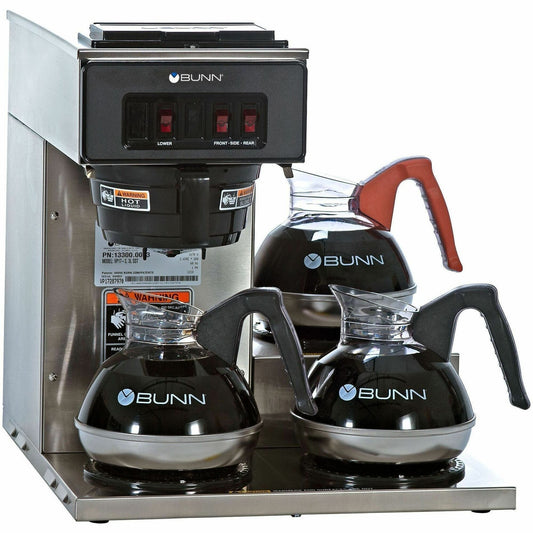 BUNN 12-Cup Low-Profile Pourover Coffee Brewer with 3 Warmers - 12 Cup (s) - Multi-serve - Stainless Steel