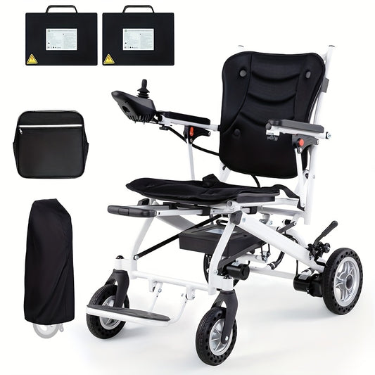 25 Miles Adult Electric Wheelchair Light Foldable, Weighing Only 37 Pounds Folding Electric Wheelchair With Rear Control, 2*10AH Removable Lithium Battery With Water Cup Holder Backpack Dust Bag Suitable For People With Disabilities