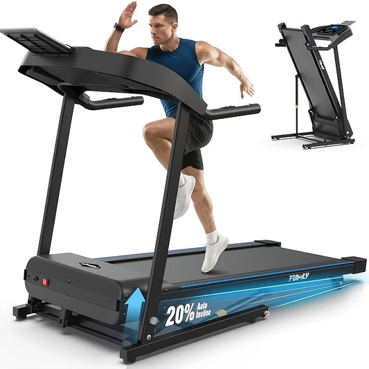 4.5 HP Heavy Duty Folding Treadmill for Home, 400 Lb Weight Capacity Running Machine with 20% Auto Incline, Smart Data Monitor, Advanced Shock Absorption & Large LED Display