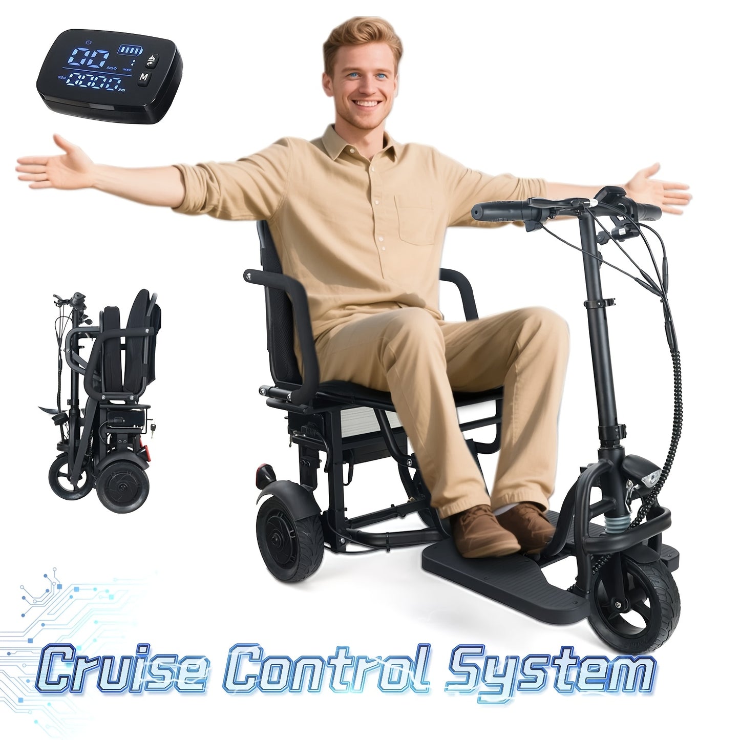 Electric Scooters For Adults And The Elderly, Three-wheeled, Lightweight, Foldable, Equipped With LED Headlights And Backpack Cup Holder Dustproof BagBasket, IncludingCharger, Can Be Easily Disassembled Into Lightweight Partsperfect Mother'sDay Gift