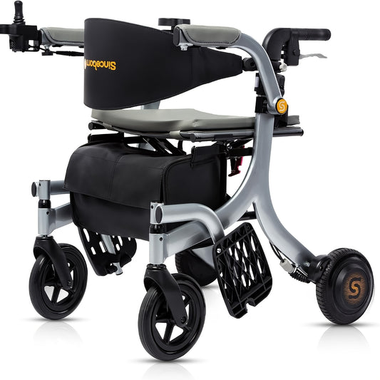 Sinceborn 4-In-1 Electric Rollator - Versatile Mobility Aid with Seat, Lightweight Foldable Transport Wheelchair And Drive Walker for Seniors