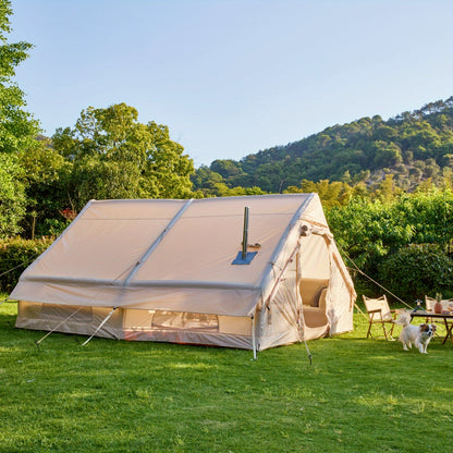 Classic Inflatable Camping Tent for 6-10 Person, 4 Season Blow Up Tent with Mesh Windows & Pumps