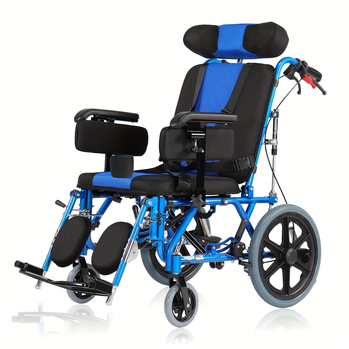 Foldable Pediatric Wheelchair for Kids & Children Cerebral Palsy, 17"Seat Width, 15"Rear Wheel Manual Folding Multi-Functional Wheelchairs