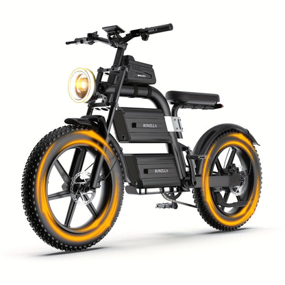 Electric Dirt Bike For Adults - 60V Fast Speed Commuter EBike With 20Ah*2 Battery, 93 Mile Long Range Motorcycle, All-Terrain Fat Tires, Full Suspension, Smart Display, USB Port, Storage Bag, Hydraulic Brakes. Perfect Gift For Christmas & New Year.