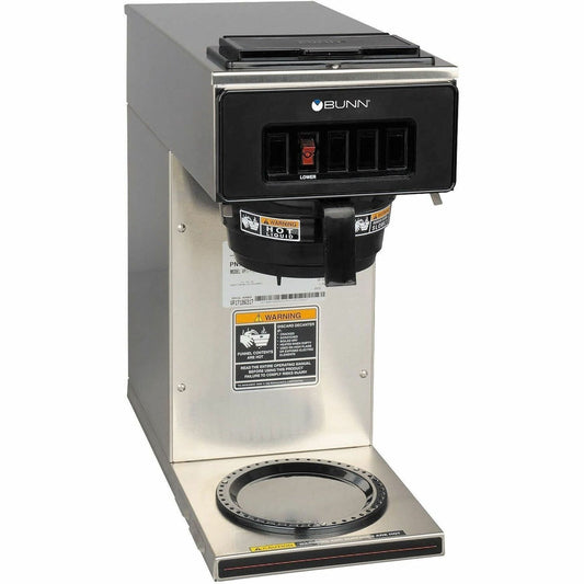 BUNN 12-Cup Low-Profile Pourover Coffee Brewer with 1 Warmer - 1600 W - 2 quart - 12 Cup (s) - Multi-serve - Stainless Steel - Stainless Steel Body