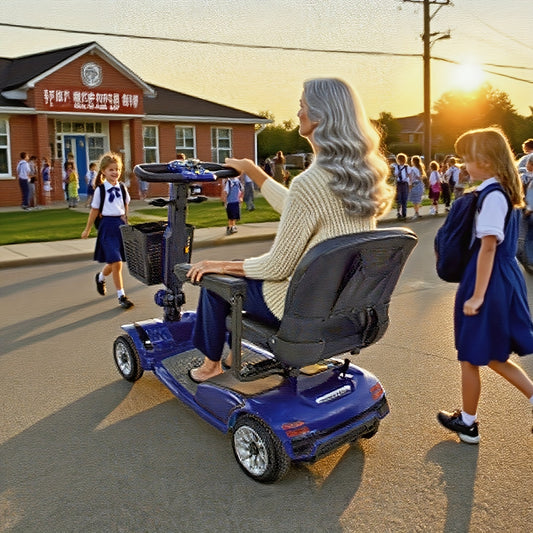 Foldable Four Wheel Mobility Scooter For Transporting Adults And Elderly, Electric Scooter With Removable Battery, 360° Swivel Seat, Front And Back Signal Lights, Tools Free Assemble, 8 Inch, 9 Inch Solid Tires Electric Mobility Aid