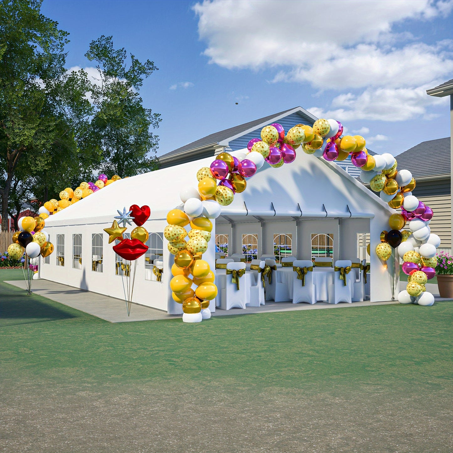 20×40/20×20/16×32 Feet Heavy Duty Party Tent, Large Wedding Event Canopy with Removable Side Walls - Outdoor Gazebo Style Commercial Shelter for Sports Events, Bleachers & Carports