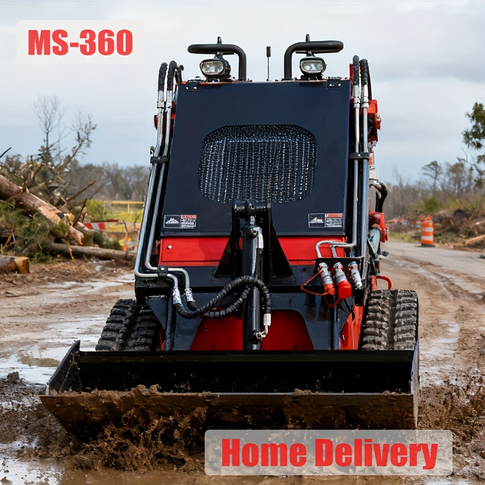 Mini Skid Steer Loader -13.5 HP Engine, Compact Track LoaderCompact Track Loader for Efficient Snow Clearing, Multi Functional Bulldozer Shovel Engineering Vehicle for Farms Gardens Park Roads Factories
