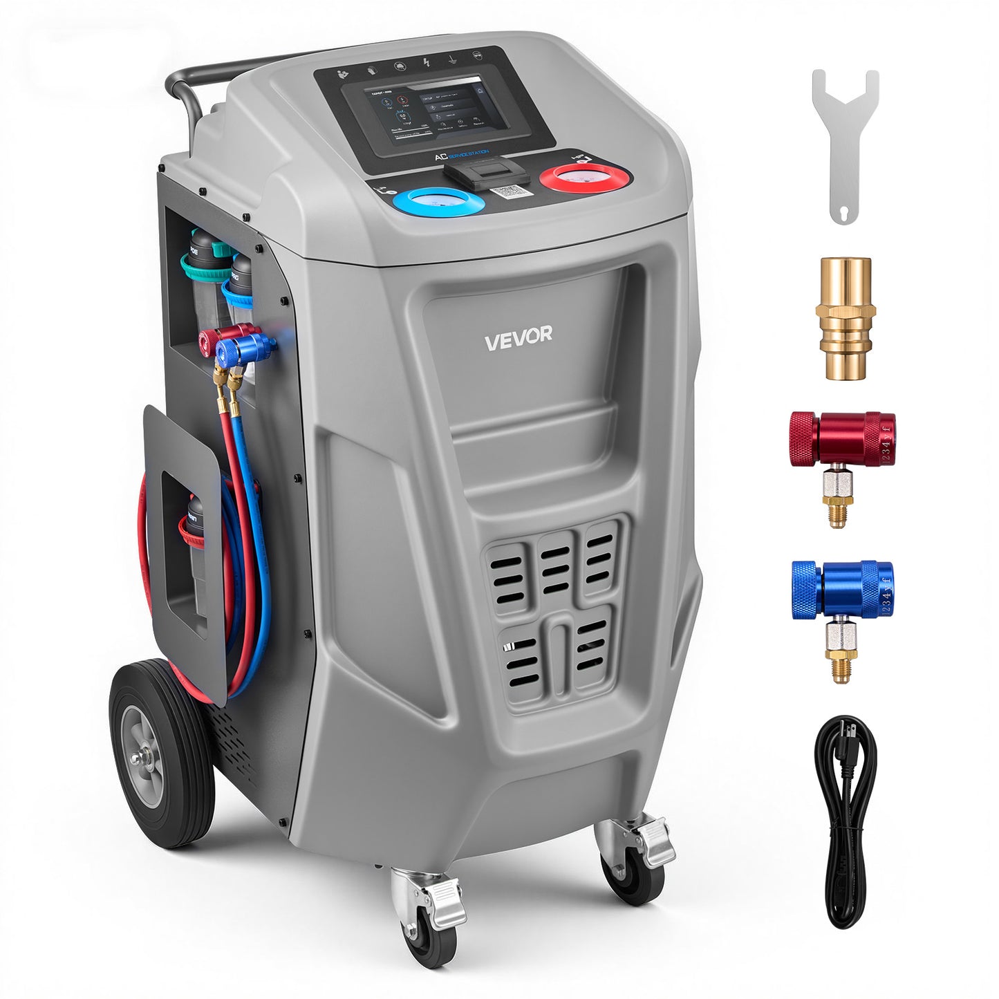 Fully Automatic Refrigerant Recovery Machine for 1234yf, ≥98.5% Accuracy, 7-Inch Touch Screen, AC Recovery, Vacuum, and Recharging Machine for Standard and High Voltage Automotive A/C Systems