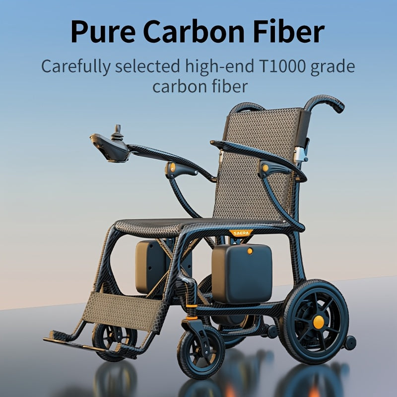 Intelligent Electric Wheelchair Made Of 100% Carbon Fiber Material Lightweight And Portable with A Range Of 25 Miles One-step Folding And Installation-free Design Electric Wheelchair for The Elderly Capable Of Bearing 330.69LB Mother's Day