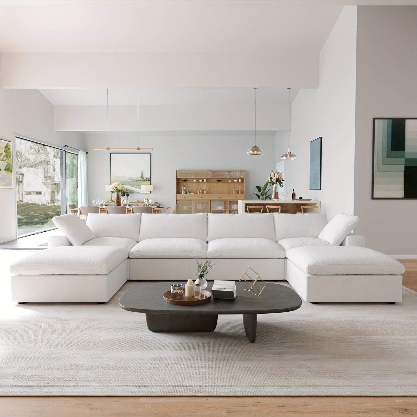 Modular Sectional Sofa with Storage Ottomans, U-Shaped Design, Minimalist Style, Deep And Wide Convertible Couches for The Living Room, with Washable And Replaceable Covers