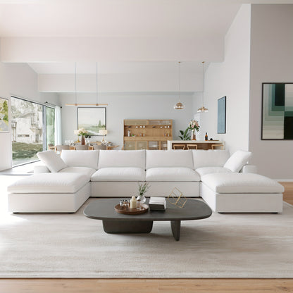 Modular Sectional Sofa with Storage Ottomans, U-Shaped Design, Minimalist Style, Deep And Wide Convertible Couches for The Living Room, with Washable And Replaceable Covers