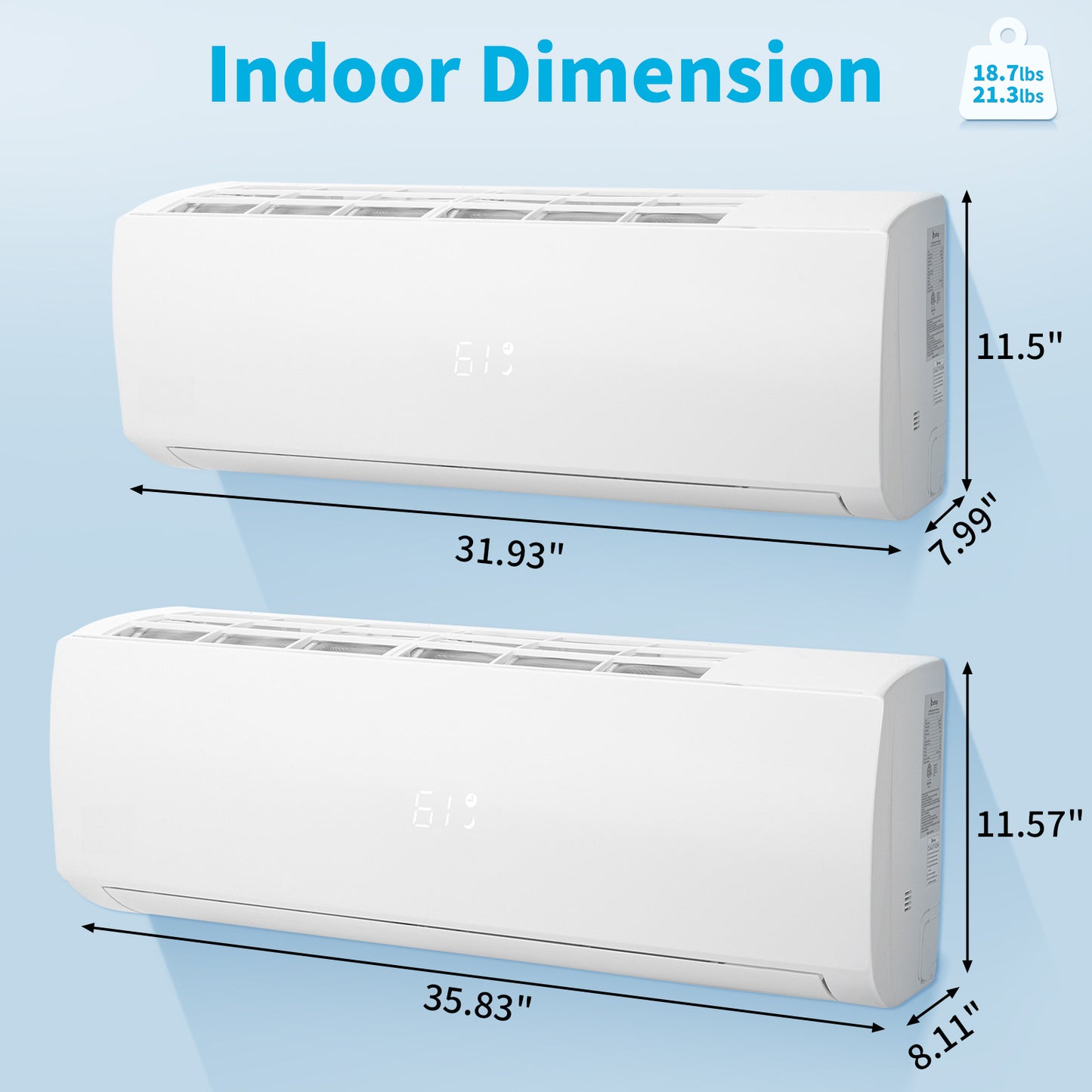 28000 BTU 2-Zone Ductless Mini Split AC/Heat Pump 20 SEER2, Pre-Charged Condenser, 9K+18K BTU Indoor Units, 2x25ft Installation Kits, Ideal for Home,