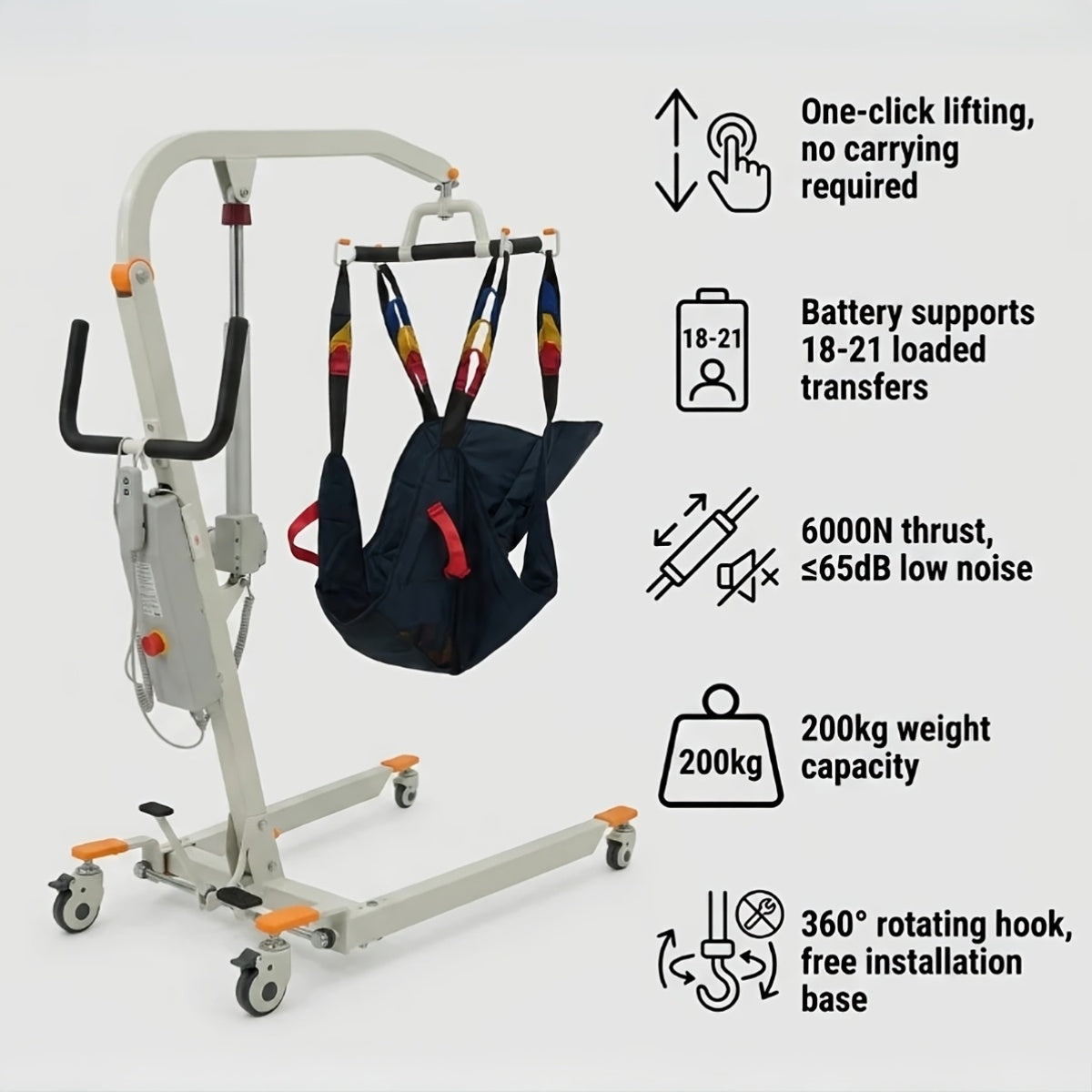 Folding Electric Lift, Through Body Transfer Lift with AY02, Lift Chair Lift Assist for The Elderly, Lift The Elderly from The Floor, Easy to Disassemble, 440LBS Weight