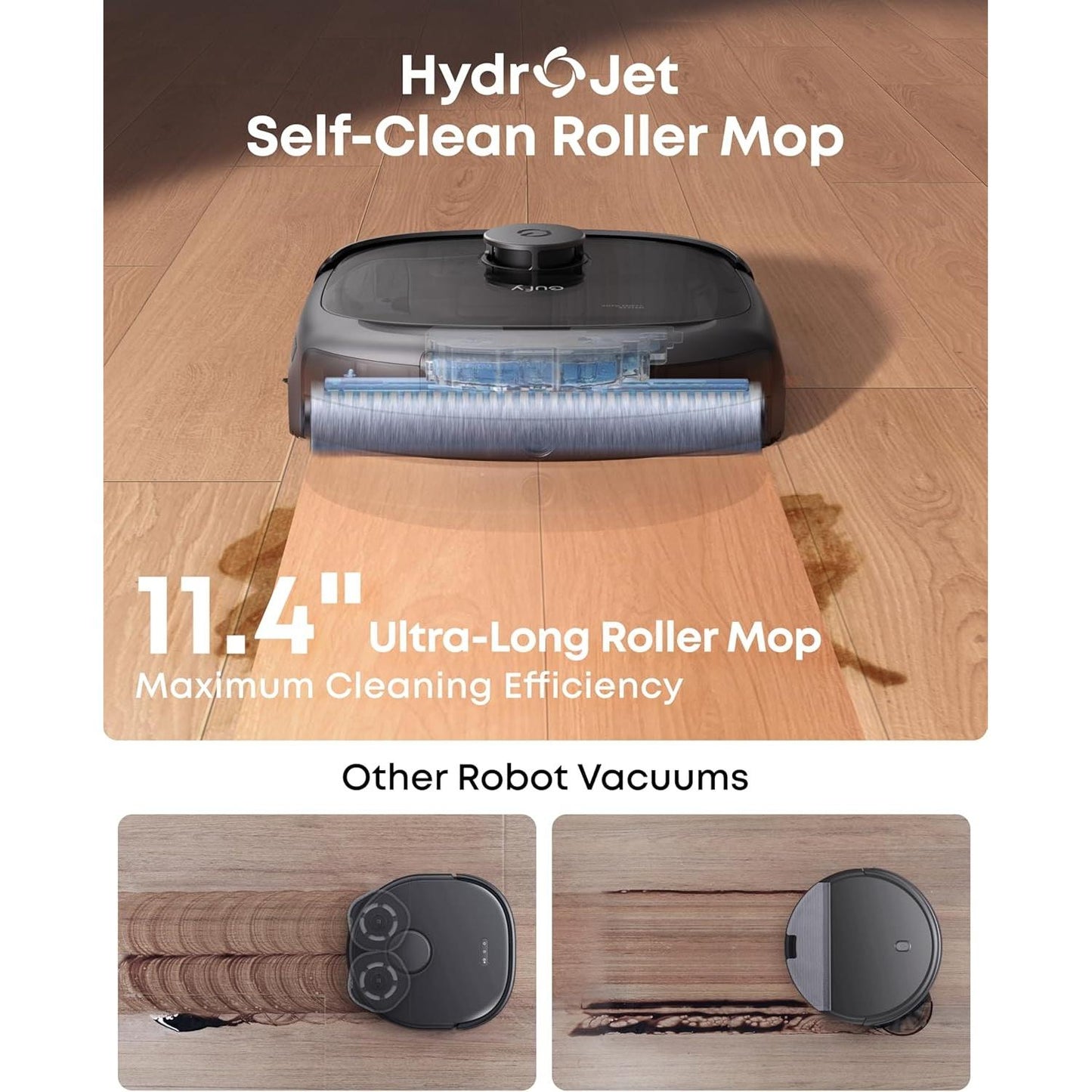 E28, Portable Deep Cleaner for Carpet, HydroJet System with Roller Mop, All-in-One Robot Vacuum and Mop Combo, Corner-to-Edge Cleaning (Renewed)