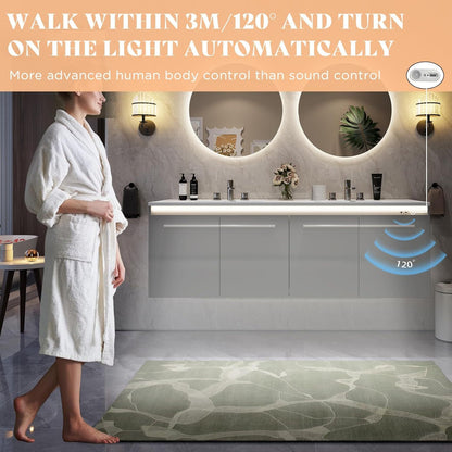 LED Floating Bathroom Double Vanity with Sink Combo, Modern High Gloss Wall Mounted Bathroom Storage Cabinet with 3 Hole Sink&& Metal Handles& Soft Closing Doors