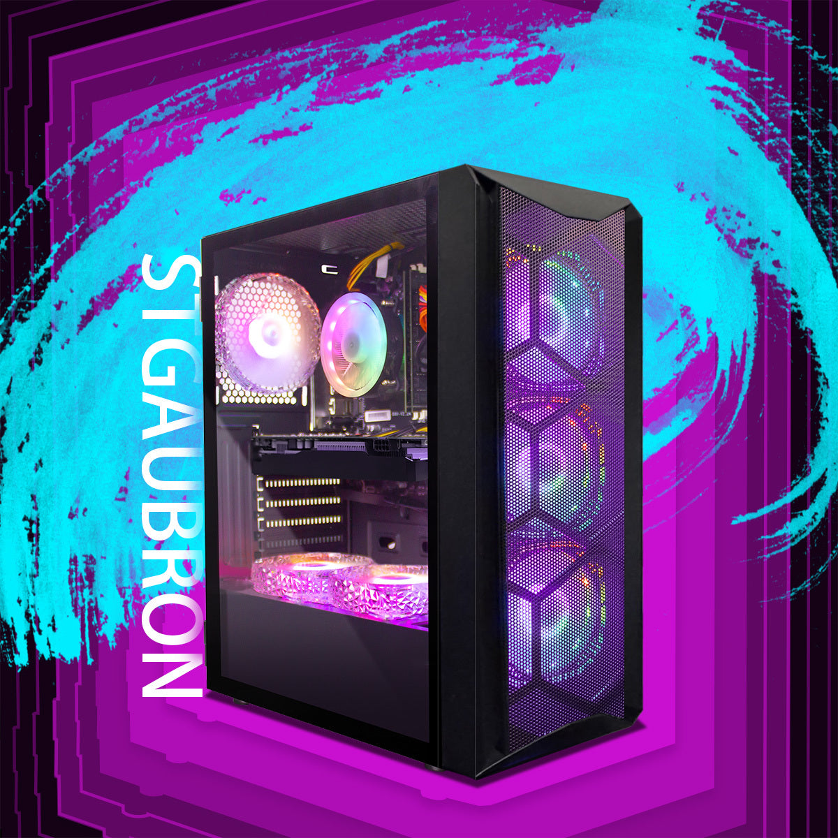 Gaming PC Computer Desktop, Core i7 8th Gen up to 4.1GHz, GeForce RTX 3050 6G, 16G DDR4, 1T SSD, WiFi 6, BT 5.2, RGB Fan x6, Windows 11 Home
