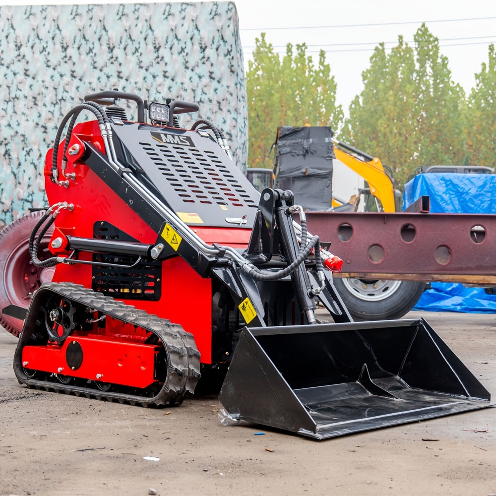 Mini Skid Steer Loader -13.5 HP Engine, Compact Track LoaderCompact Track Loader for Efficient Snow Clearing, Multi Functional Bulldozer Shovel Engineering Vehicle for Farms Gardens Park Roads Factories