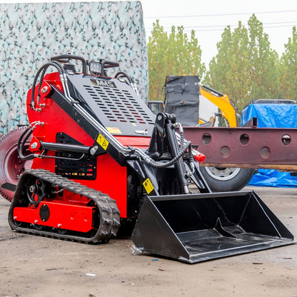 Mini Skid Steer Loader -13.5 HP Engine, Compact Track LoaderCompact Track Loader for Efficient Snow Clearing, Multi Functional Bulldozer Shovel Engineering Vehicle for Farms Gardens Park Roads Factories