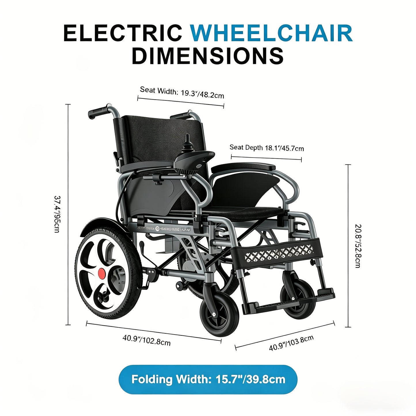 500W 20Ah Easy Foldable Electric Wheelchair Electromagnetic Braking 15miles Range, 400lbs Capacity 0060C