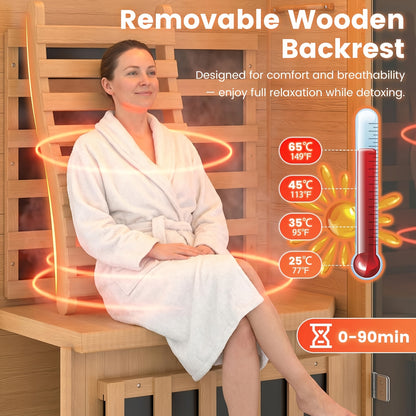 35.4"x 31.5"x 66.9" Sauna, 1 Person Sanua with Home, Indoor Dry Sauna, Carbon, Heater Panels, 8-Color Chromotherapy Lights