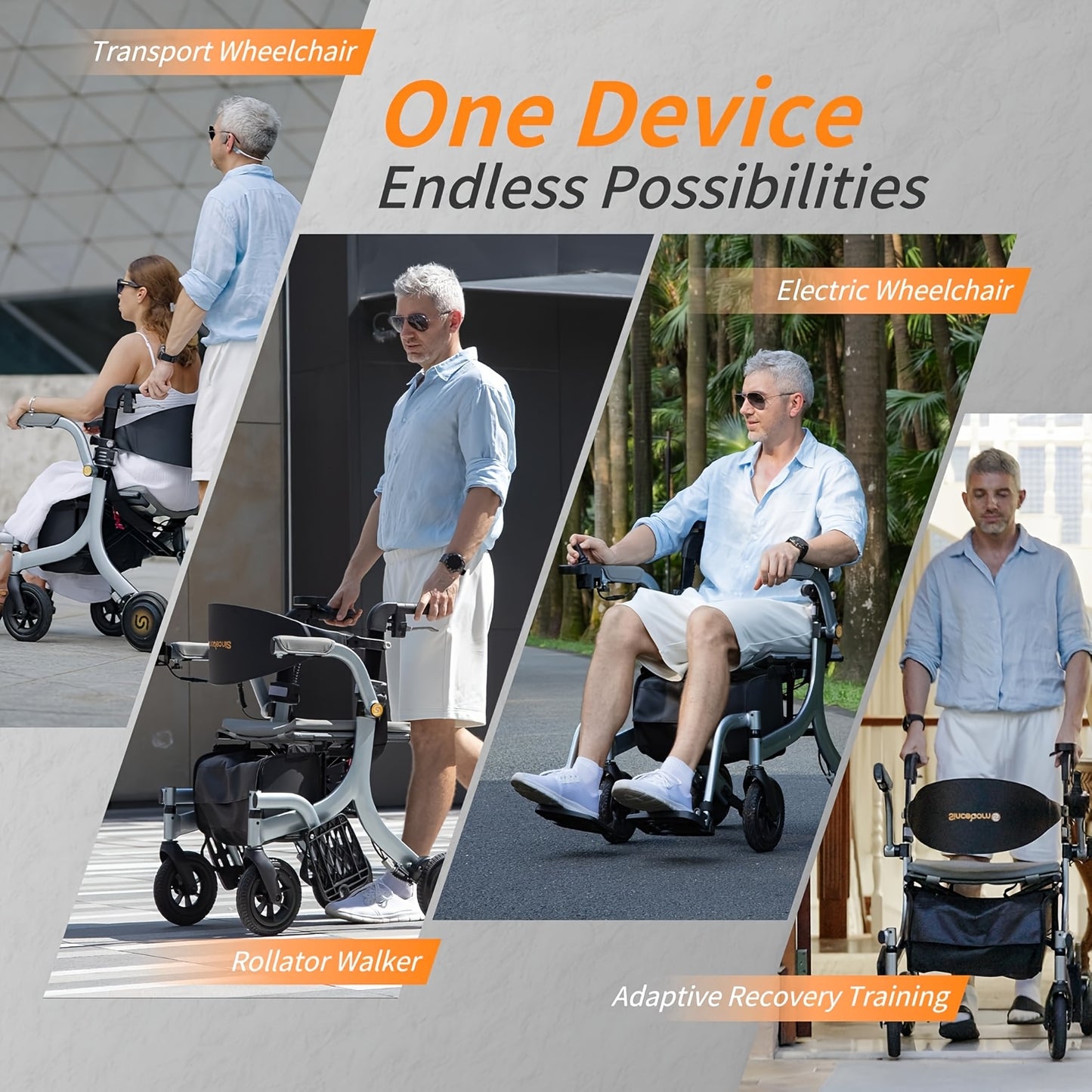 Sinceborn 4-In-1 Electric Rollator - Versatile Mobility Aid with Seat, Lightweight Foldable Transport Wheelchair And Drive Walker for Seniors