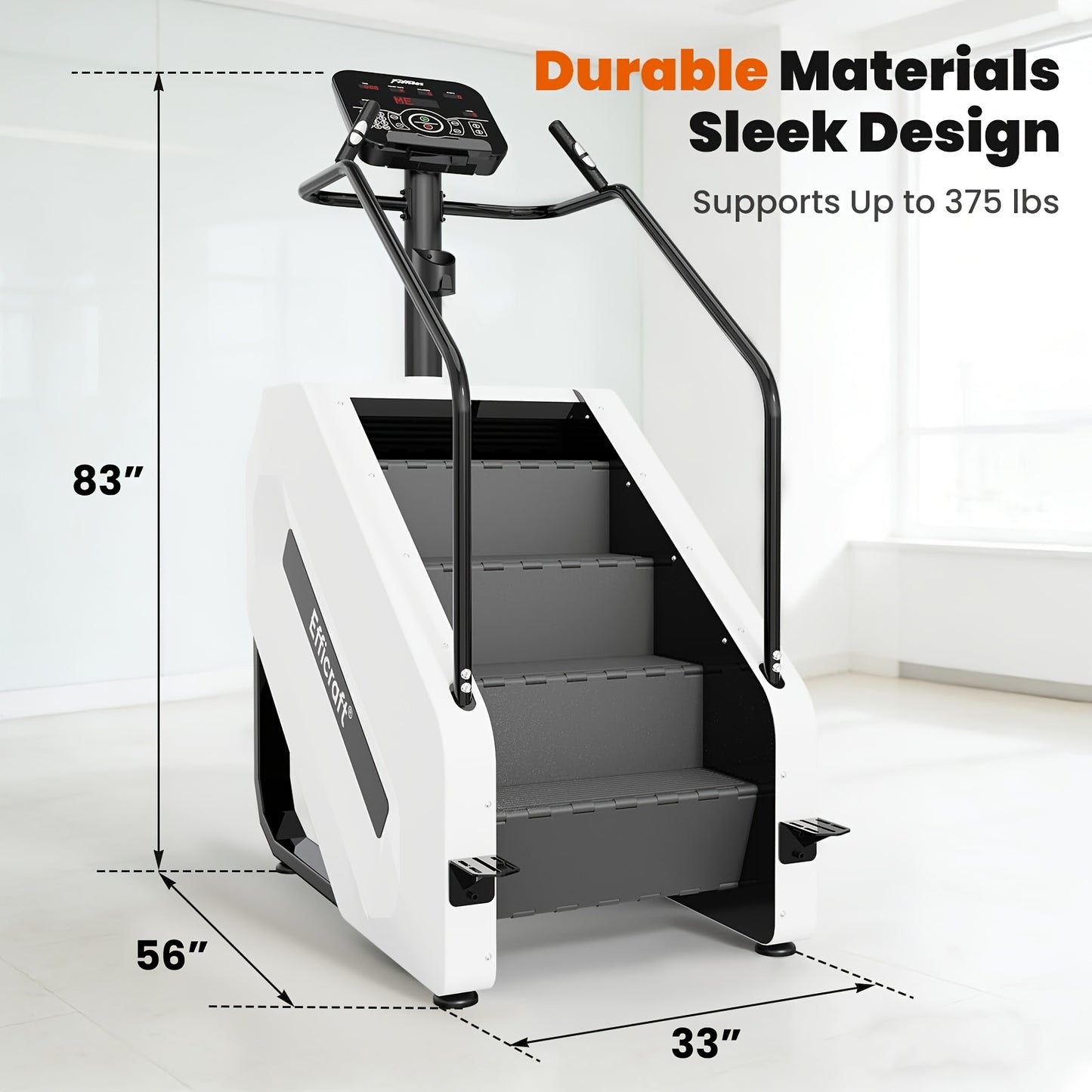 EFFICRAFT Stair Stepper Machine with LED Screen, Commercial Grade Stair Climber, Continuous Climbing Exercise Machine for Cardio, 15 Speed Levels Stair Master, 15-164 Steps/Min